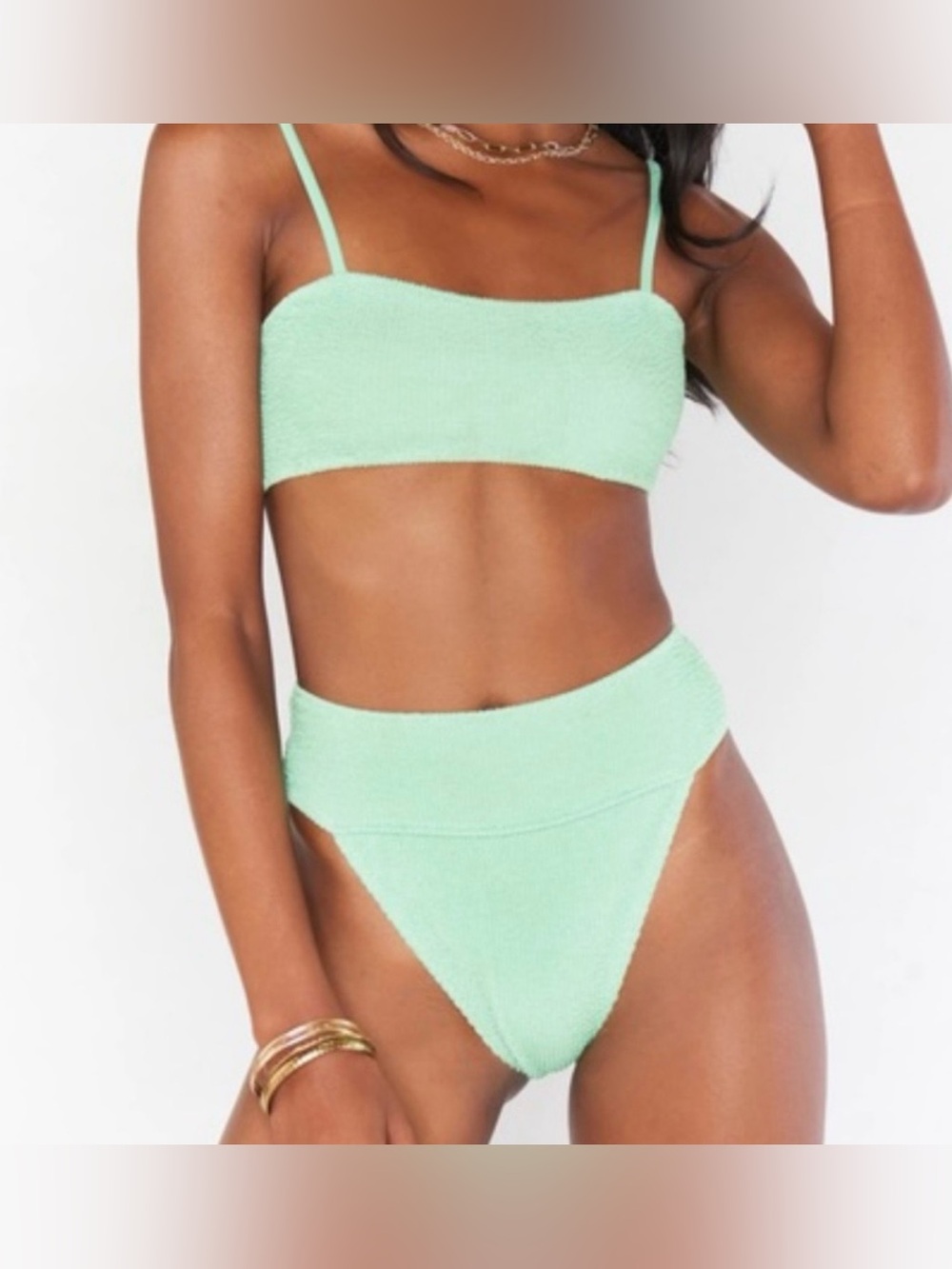 Show Me Your Mumu Destin‎ Bikini Top Melon Green Bandeau Preppy Beach Vacation